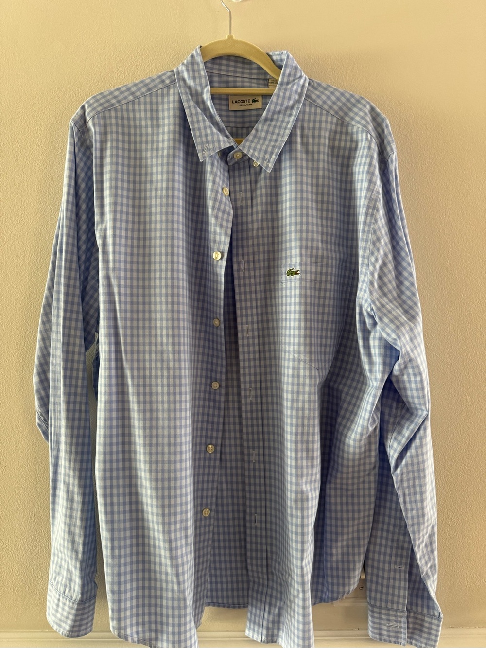 Lacoste Men's Light Blue Gingham Button-Down Shirt